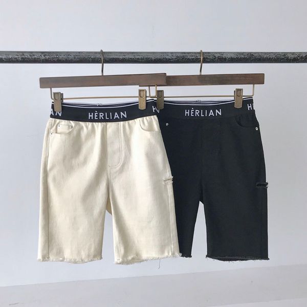 

20ss womens designer casual herlian brand pants spring and summer shorts female wild five points jeans loose pants waist fashion tide s-l, Blue