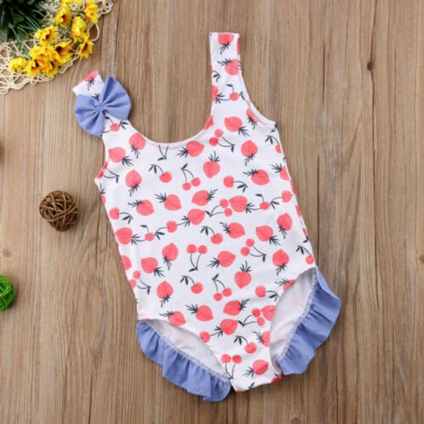 

2019 baby girl cute kids swimsuit cute swimwear one piece bikini children beach wear bathing strawberry cherry monokini