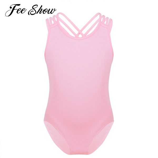 

toddlers girls one-piece ballet leotards for girls sleeveless criss-cross straps back ballet dance gymnastics leotard dance wear, Black;red