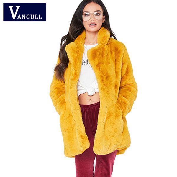 

fashion casual women's clothing autumn winter thick warm faux fur jackets female fur overcoat turn-down collar long sleeve, Black