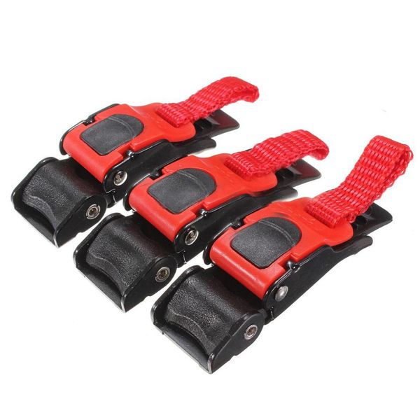 

3x plastic motorcycle helmet speed clip chin strap quick release pull buckle new black+red