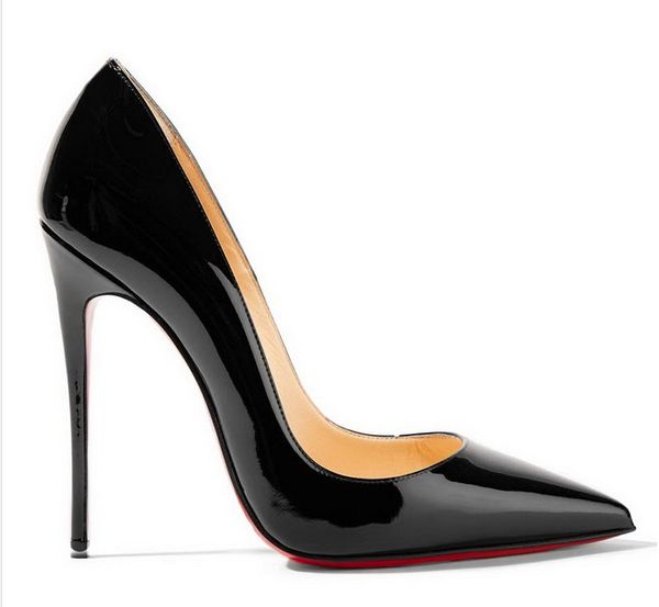 

with box fashion designer women shoes high heels 8cm 10cm 12cm nude black red leather pointed toes pumps bottoms dress shoes