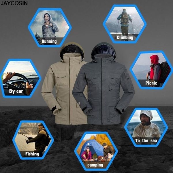 

клв 2019 мужчины куртка водонепроницаемая куртка дождя пальто ветровка флис пешие прогулки рыбная ловля открытый кемпинг походы мягкий горяч, Black;brown