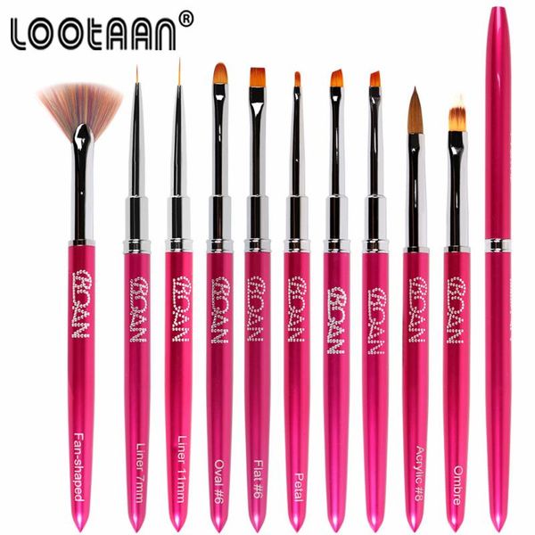

10style nail art brush pen detachable metal flat crystal carving polish gel uv painting drawing salon line 3d tips tool manicure, Yellow