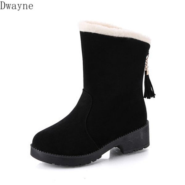 

winter snow boots with thick bottom 2019 new flattened flat bottom student's coarse ribbon cotton shoes for warm shoes, Black