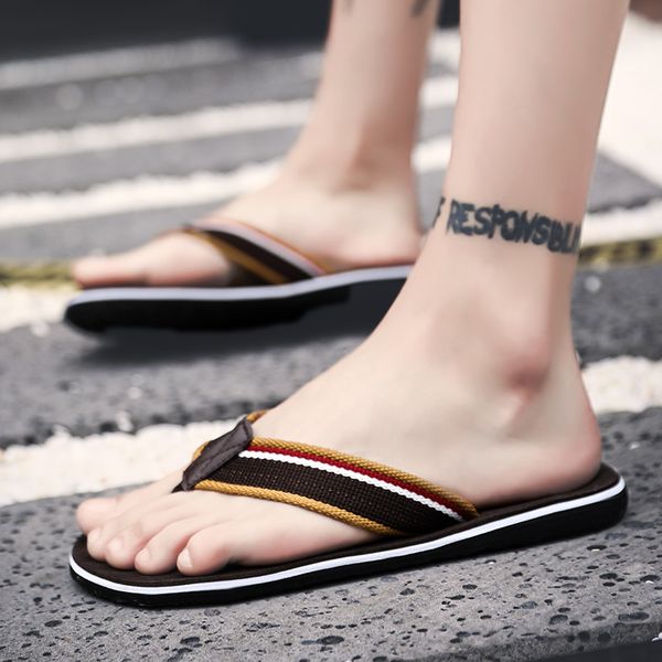 

seaside fashion slippers man non-slip eva outsoles summer flip flops beach sandals indoor home shoes for men big size 40-46, Black