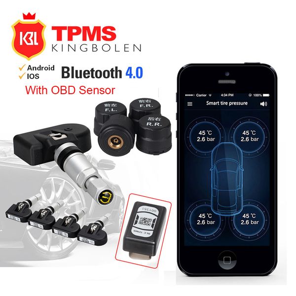 Sistema di monitoraggio della pressione dei pneumatici Bluetooth 4.0 TPMS sistema di allarme Android iOS pressione dei pneumatici con 4 sensori esterni