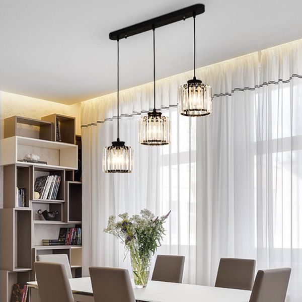 Led Crystal Chandelier E27 3 Heads Pendant Lighting Lustre Hanging