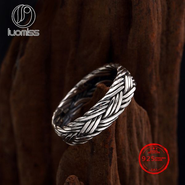 

s925 sterling silver hand-woven ring antique thai silver men women couples tail ring wholesale, Golden;silver