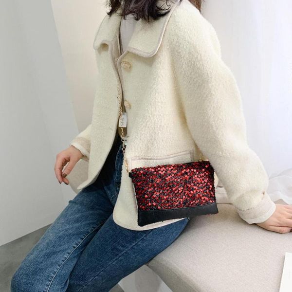 

women ladies glitter sequins handbag sparkling party evening envelope clutch bag shoulder pack tote purse black gold silver /e