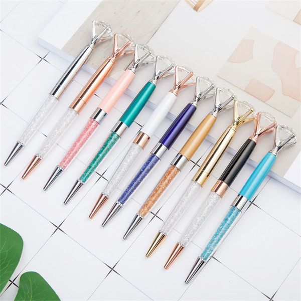 

Hot Ball pen Carat diamond ring Crystal pen lady wedding office school supplies gift roller ball pen Rose gold
