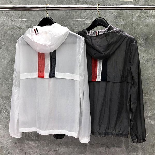 

tb brand fashion jacket men quick dry uv sun protection outdoor sports coats casual sunscreen loose skin windbreaker, Black;brown