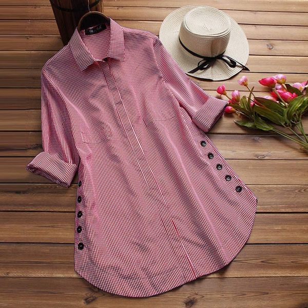 

Women Fashion Haute Smart Shirt Sexy Slim Fit Loose Casual Long Sleeve Long Section Blouse Autumn Winter XL Long-sleeved Long Shirt Skirt