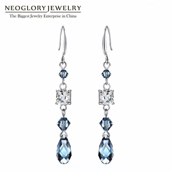 

rystal long drop earrings neoglory austrian crystal long earring rhinestones tassel chandelier dangle drop earrings for women jewelry 202, Silver