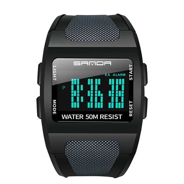 

men's digital display sports watch fashion simple male 5bar waterproof led electronic wristwatch reloj hombre boy gift clock, Slivery;brown