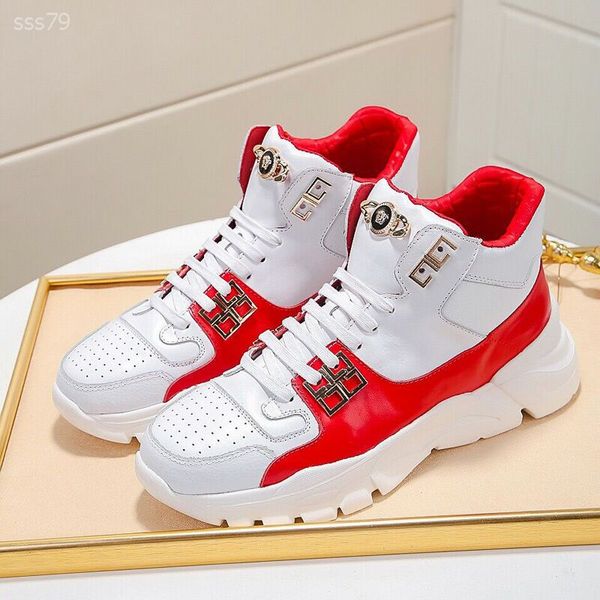 

2020 new fashion genuine daddy shoes men's leather high-casual shoes autumn and winter board shoe sports shoes retro warm roman shoe, Black