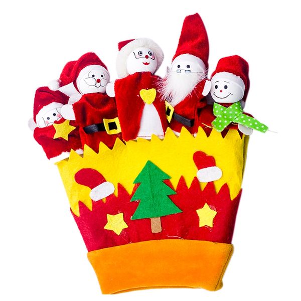 

fashion-christmas thumb toy gloves snowman santa claus cloth doll glove christmas decorations plush finger cartoon doll story te