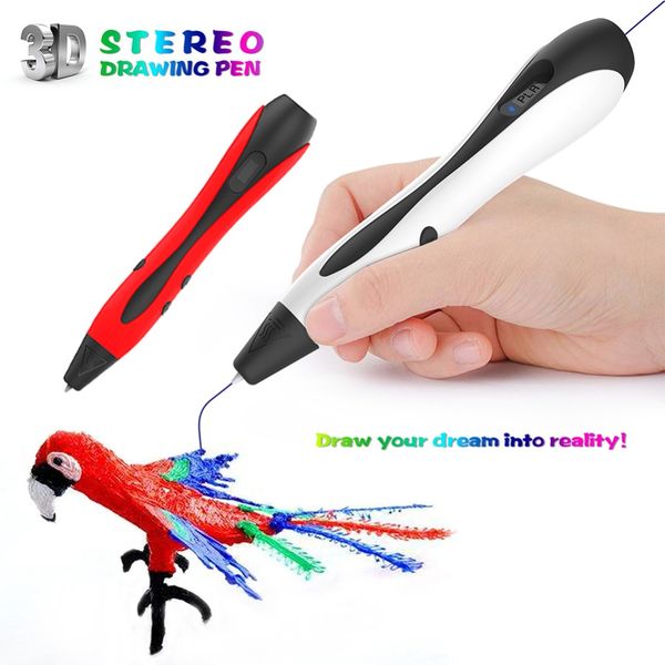 

2019 3d pen diy 3d printing drawing pen lcd display magic for kids birthday gift education tools, Black;red