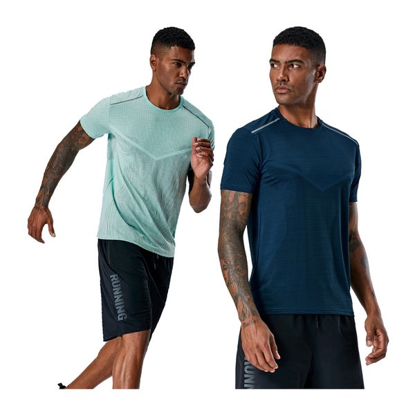 

bodybuilding short sleeve o-neck fitness shirts spandex mens training workout outdoor slim man running t-shirt, Black;blue
