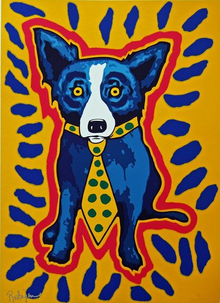 

george rodrigue blue dog i gotta make a splash yellow home decor handpainted &hd print oil painting on canvas wall art pictures 200115