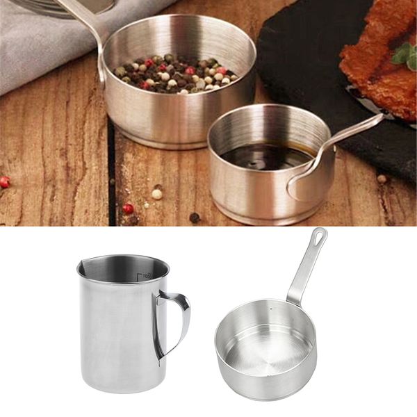 

1l stainless steel large measuring jug for cafe lab with 100ml sauce pan