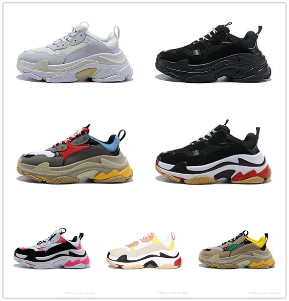 

fashion paris 17fw triple-s sneaker triple s casual dad shoes for men's women beige black ceahp sports designer shoe size 36-45, White;red