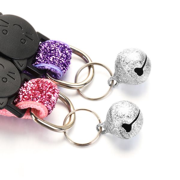 

1pc pet cat collar with bell fashion adjustable safety casual sequin puppy collar neck strap pet supplies sequin pet accessories