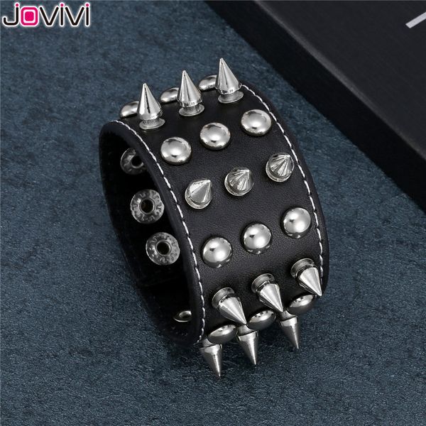 

jovivi 1x мужчины женщины шипованные цепи заклепки череп демон спайк натуральная кожа панк-рок готический байкер широкий браслет-манжета рег, Golden;silver