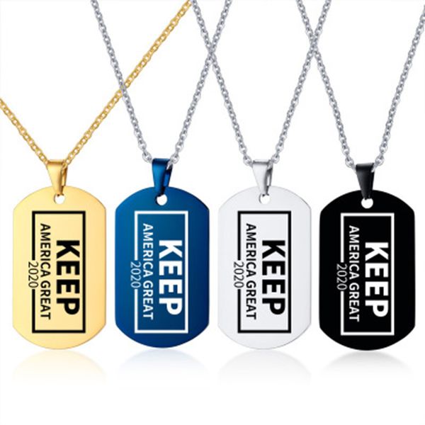 

2020 trump pendant keep america great necklaces stainless steel many colour men chains fast shipping dhl, Black
