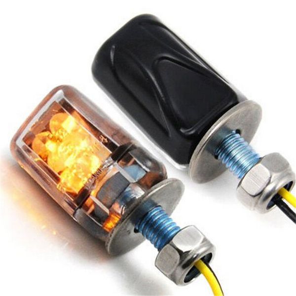 

2 pcs / set 12v 6led motorcycle mini amber turn signal lights blinker indicator silver