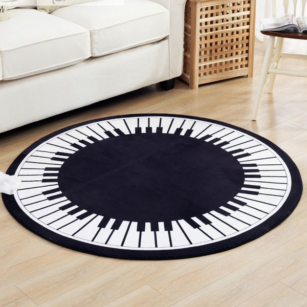 

black and white piano keyboard round carpet diameter 80/100/120/150cm flanne parlor living room bath rugs children kids play mat