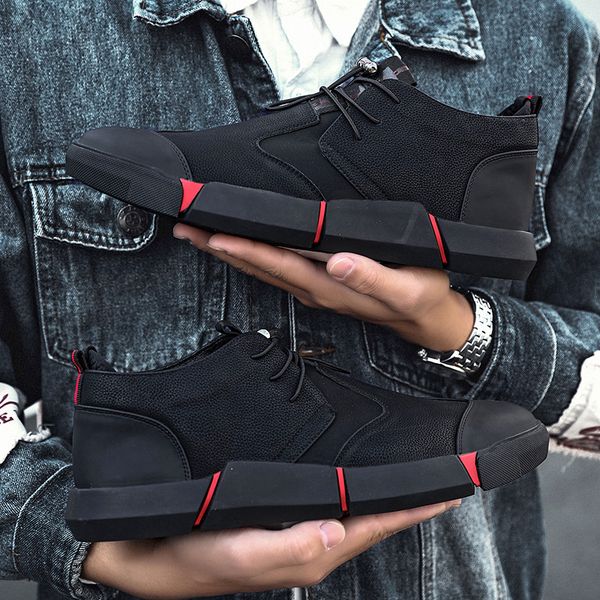 

autumn leather men casual shoes fashion flats loafers men breathable sneakers zapatos de hombre hc-216, Black
