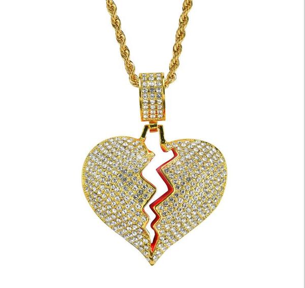 

explosive european and american fashion personality attractive heartbreak shape men and women couples hanging hip-hop boutique necklace allo, Silver