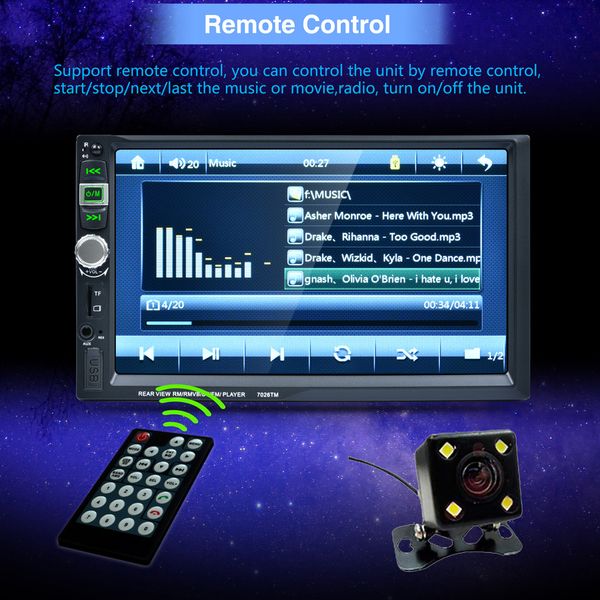 

double din mp5 player touchscreen in dash car stereo radio mirror link fm transmitter bluetooth usb tf card car accessories #zer