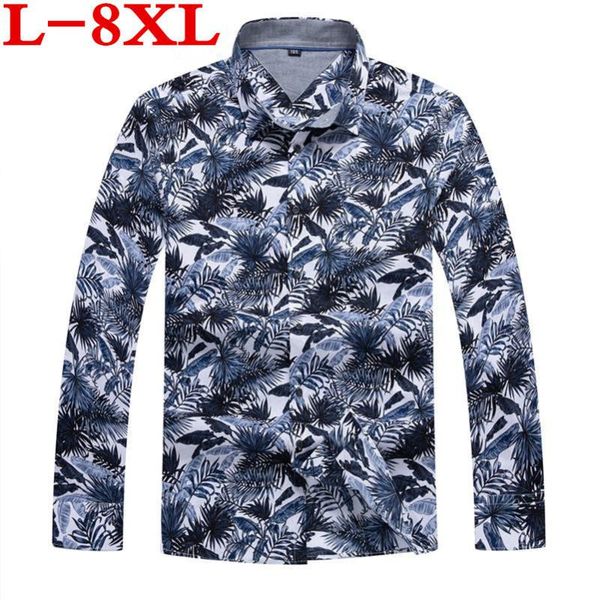 

plus size 8xl 7xl mens hawaiian shirt male casual camisa masculina printed beach shirts long sleeve brand clothing ing, White;black