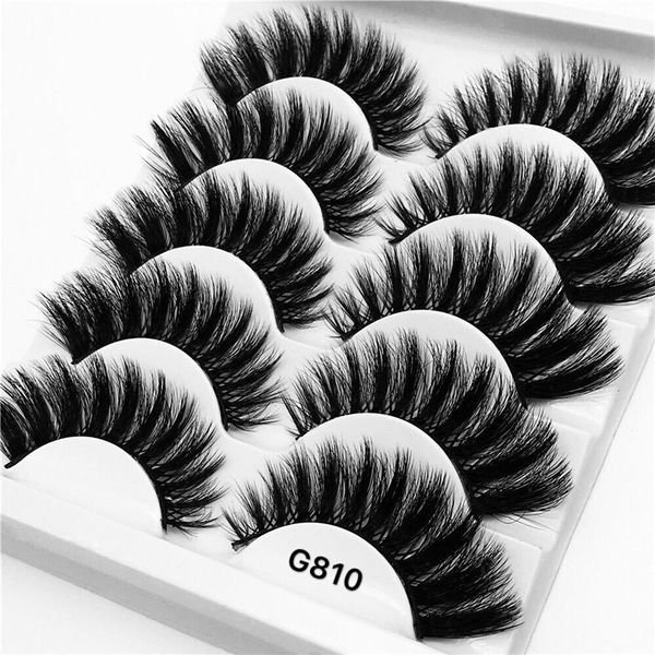 

5 pairs false eyelash mink hair natural 3d roll long extension makeup handmade