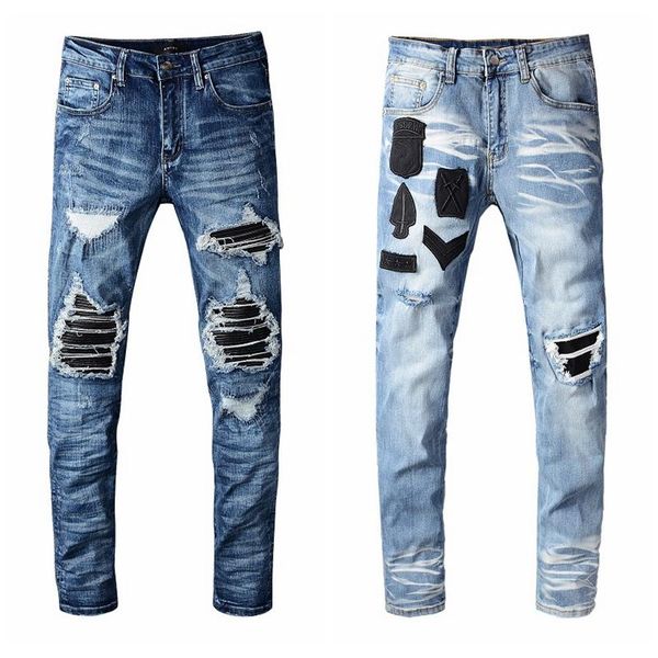 

men distressed ripped jeans fashion designer skinny slim fit motorcycle biker jeans causal denim pants streetwear style mens jeans cool