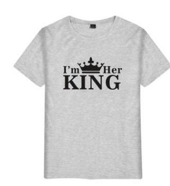 

Mens Lovers T shirts Summer I AM HER KING I AM HIS QUEEN Tees Short Sleeved Tops