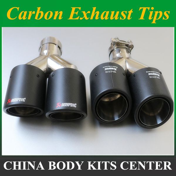 

wholesales 4 models universal car styling akrapovic exhaust tip glossy/macarbon fiber muffler pipe for car accessories