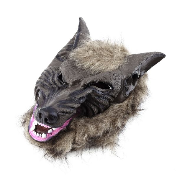 

2018 latex animal wolf head mask with hair halloween party fancy scary dress costume horror anonymous face masks