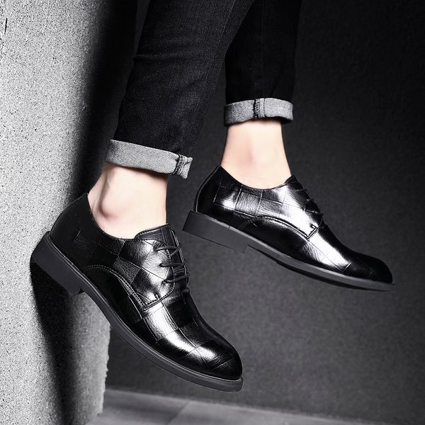 

2019 shoes men oxfords business dress shoes fashion outdoor wedding party social handsome men dress big size 48 l5, Black