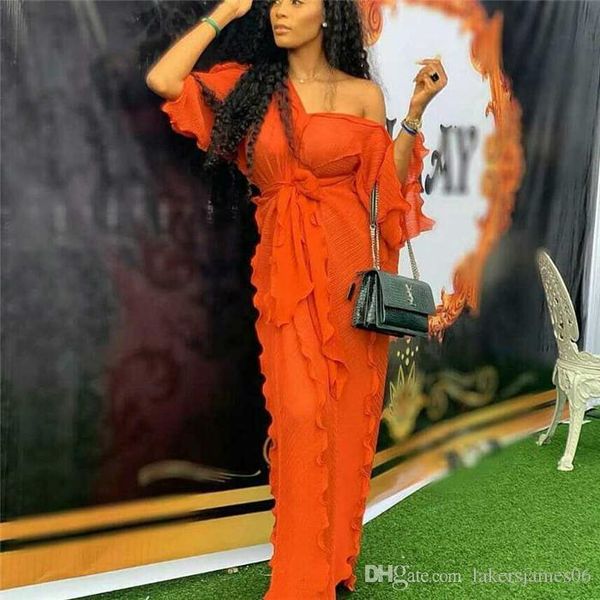 

womens designer casual dress fashion v neck half sleeve fanale clothing wavy pleated long dress, Black;gray