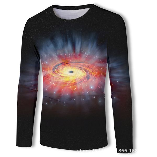 

mens designer new abstract color starry sky 3d printing long sleeve t-shirt men1fr3, White;black