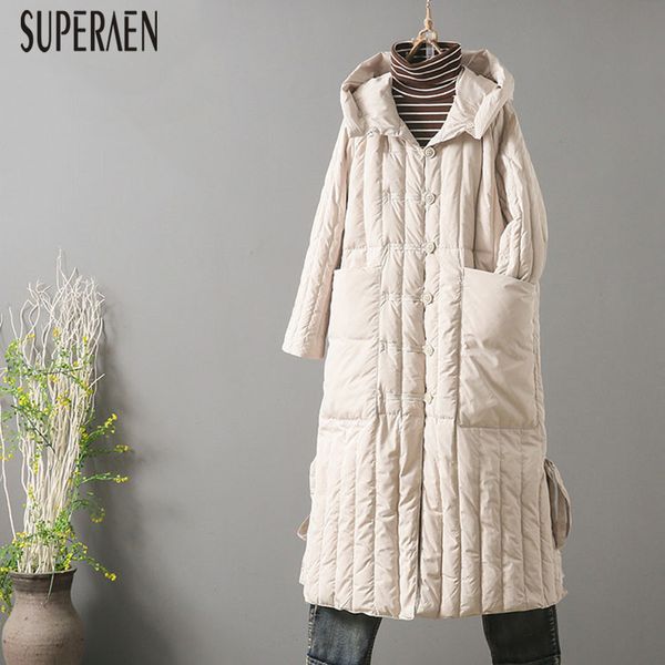 

superaen 2020 wild new winter warm parkas coat women europe wild casual fashion parkas coat female single breasted women clothes, Black