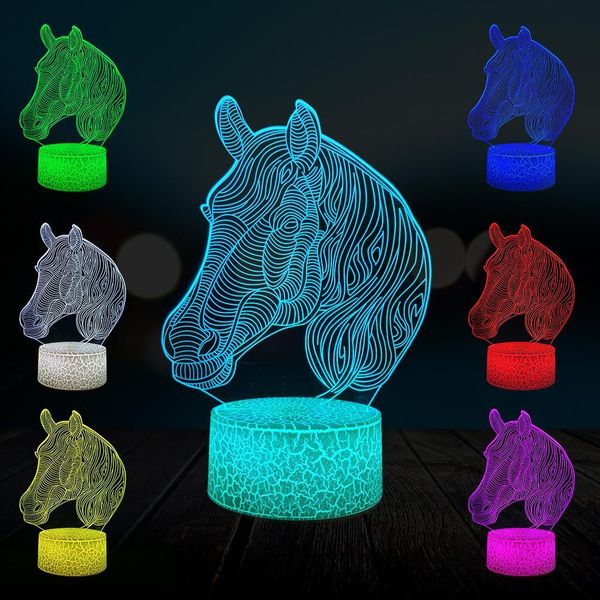 

novelty horse head 3d lamp rgb led usb mood night light multicolor touch or remote luminaria desk table kid toy gift