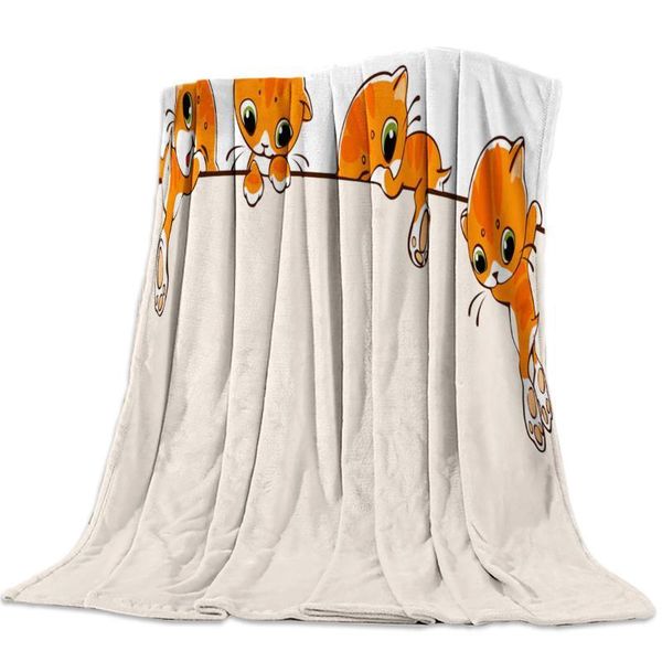 

fleece throw bed blanket lightweight super soft cozy cat beast pet orange cute blanket gift for adults kids