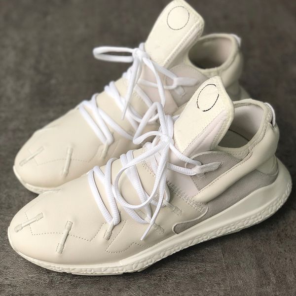 

2020 men sneakers y3 kaiwa chunky running shoes 100% genuine leather designer trainers low cut comfortable casual shoes with box big size, Black