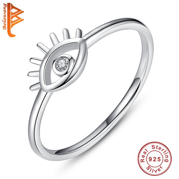 

genuine pure 100% 925 sterling silver cz eye rings for women lady shimmery crystal lucky eye finger ring jewelry wedding gift, Slivery;golden