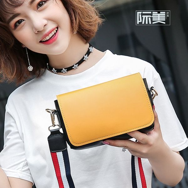 

2020 new women's bag hong kong style wide shoulder strap messenger bag simple square sling