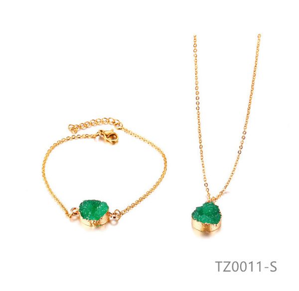 

green stone necklace pendant bracelet jewlery sets for women gift fahion nice, Black